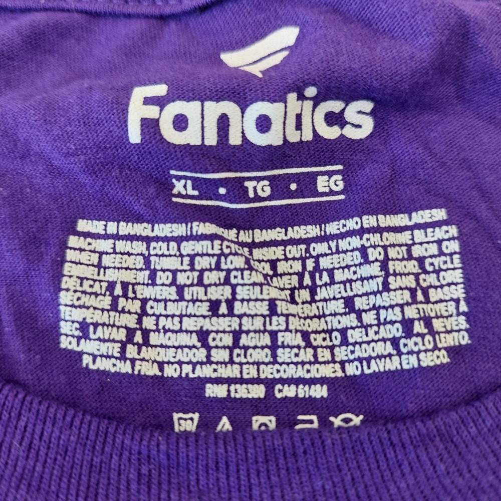 Minnesota Vikings T-Shirt Mens XL Purple NFL Football Fanatics Athletic Fan NWOT - Picture 4 of 6